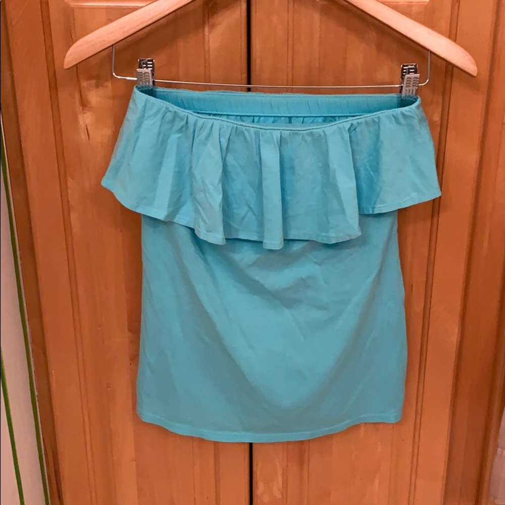 Strapless blue top